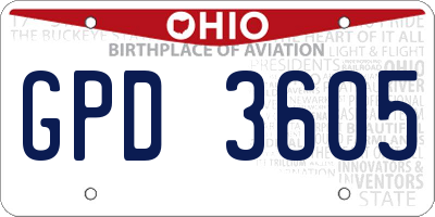 OH license plate GPD3605