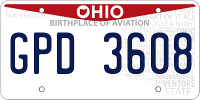 OH license plate GPD3608