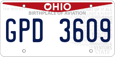 OH license plate GPD3609