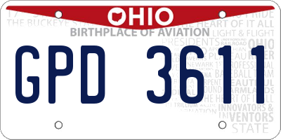 OH license plate GPD3611
