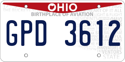 OH license plate GPD3612