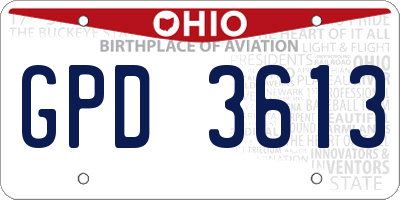 OH license plate GPD3613