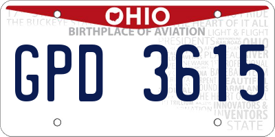 OH license plate GPD3615