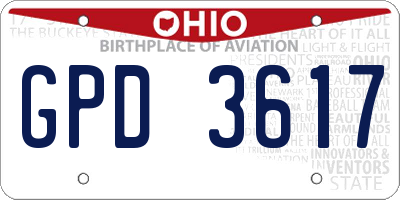 OH license plate GPD3617