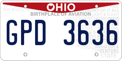 OH license plate GPD3636