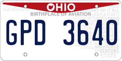 OH license plate GPD3640