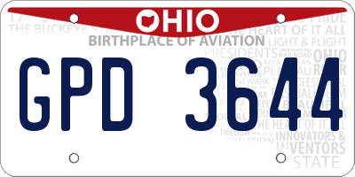 OH license plate GPD3644