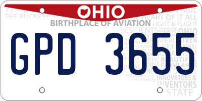 OH license plate GPD3655