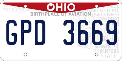 OH license plate GPD3669