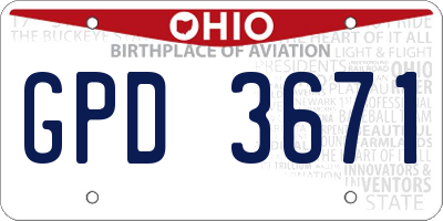 OH license plate GPD3671