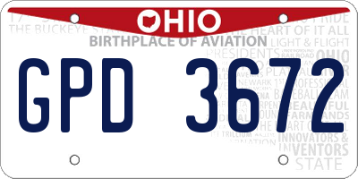 OH license plate GPD3672