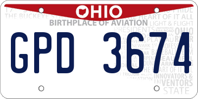 OH license plate GPD3674
