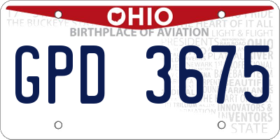 OH license plate GPD3675