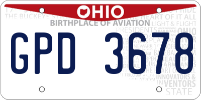 OH license plate GPD3678