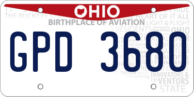 OH license plate GPD3680