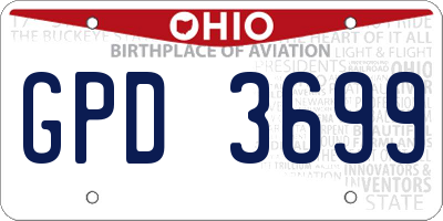 OH license plate GPD3699