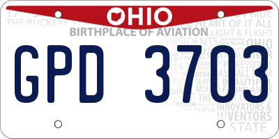 OH license plate GPD3703