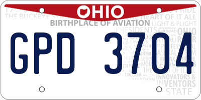 OH license plate GPD3704
