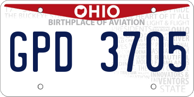 OH license plate GPD3705
