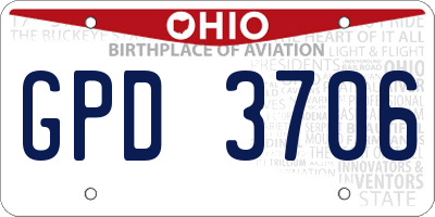 OH license plate GPD3706