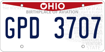 OH license plate GPD3707