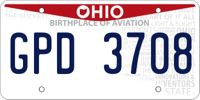 OH license plate GPD3708