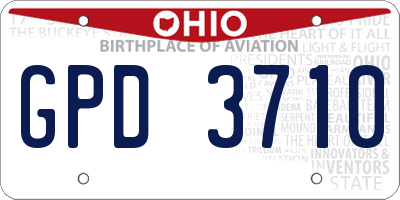 OH license plate GPD3710
