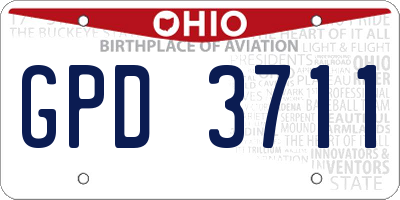 OH license plate GPD3711