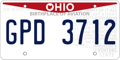 OH license plate GPD3712