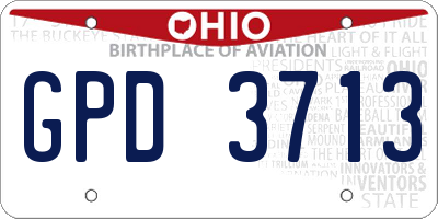 OH license plate GPD3713