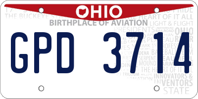 OH license plate GPD3714