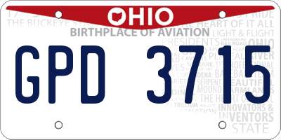 OH license plate GPD3715