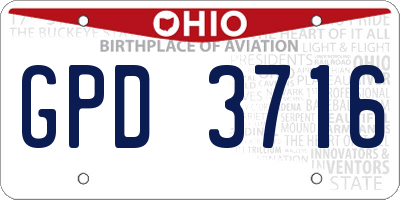 OH license plate GPD3716