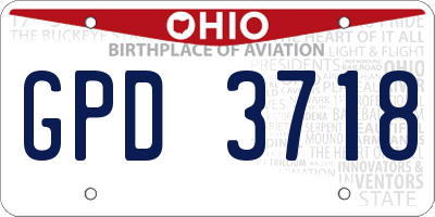OH license plate GPD3718