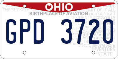 OH license plate GPD3720