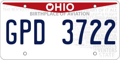 OH license plate GPD3722