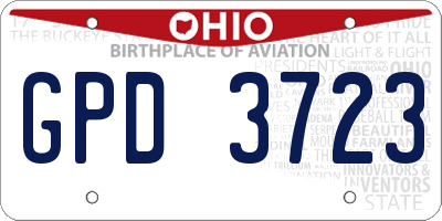 OH license plate GPD3723