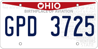 OH license plate GPD3725