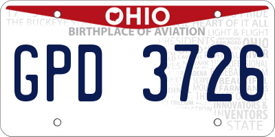 OH license plate GPD3726