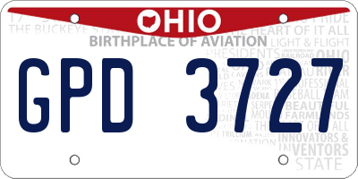 OH license plate GPD3727