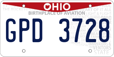 OH license plate GPD3728