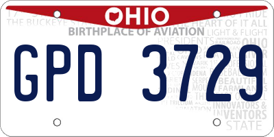 OH license plate GPD3729