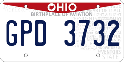 OH license plate GPD3732