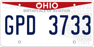 OH license plate GPD3733