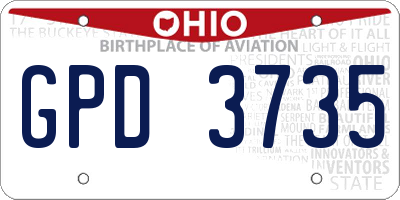 OH license plate GPD3735