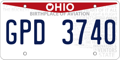 OH license plate GPD3740