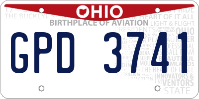 OH license plate GPD3741
