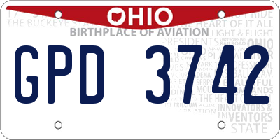 OH license plate GPD3742