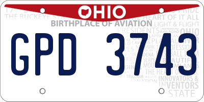 OH license plate GPD3743