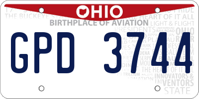 OH license plate GPD3744